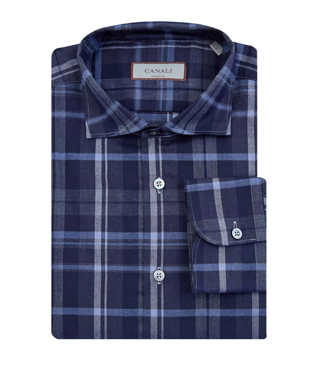 CANALI Синяя хлопковая кэжуал рубашка, фото 1
