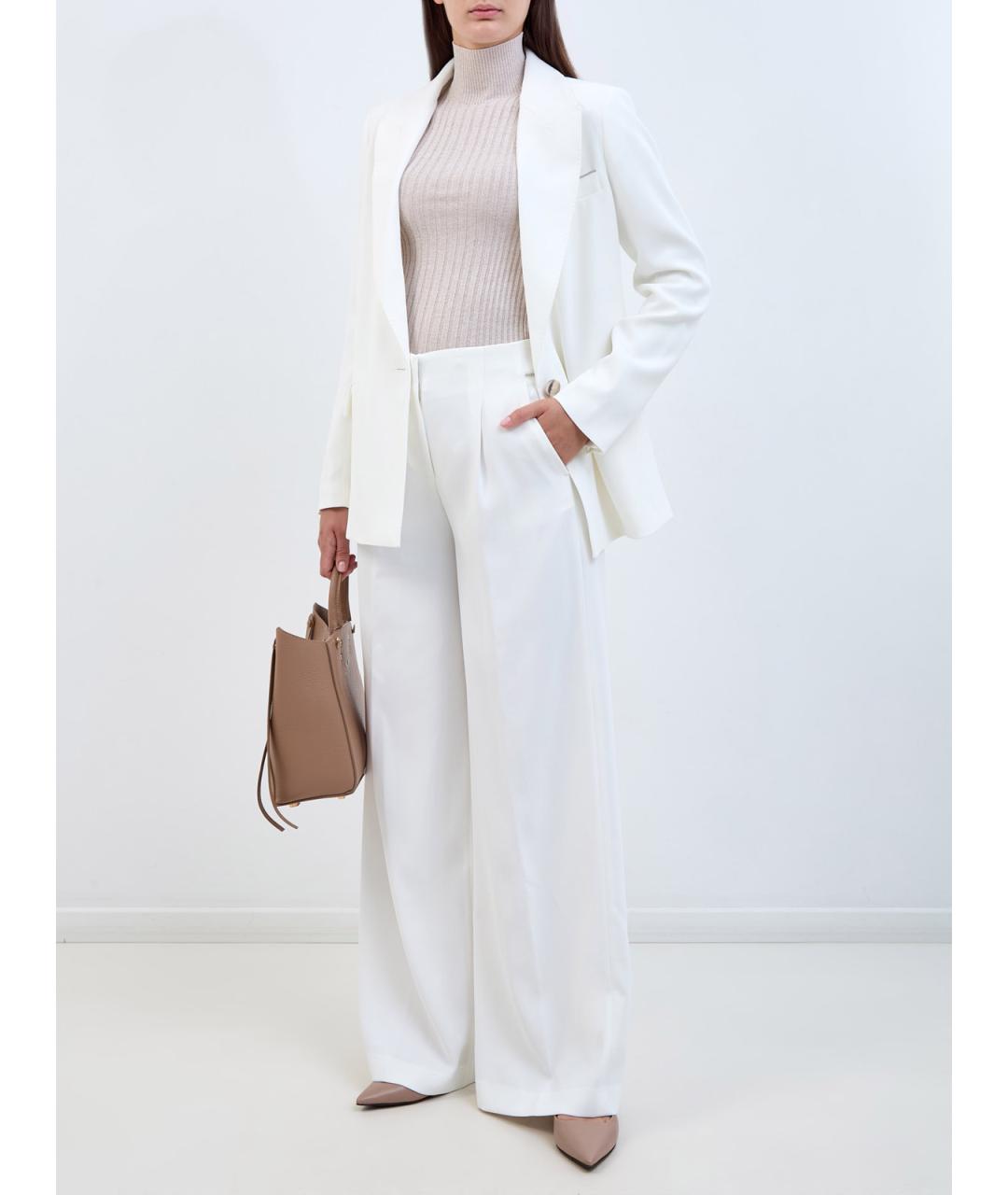 PESERICO Белые полиэстеровые прямые брюки, фото 2