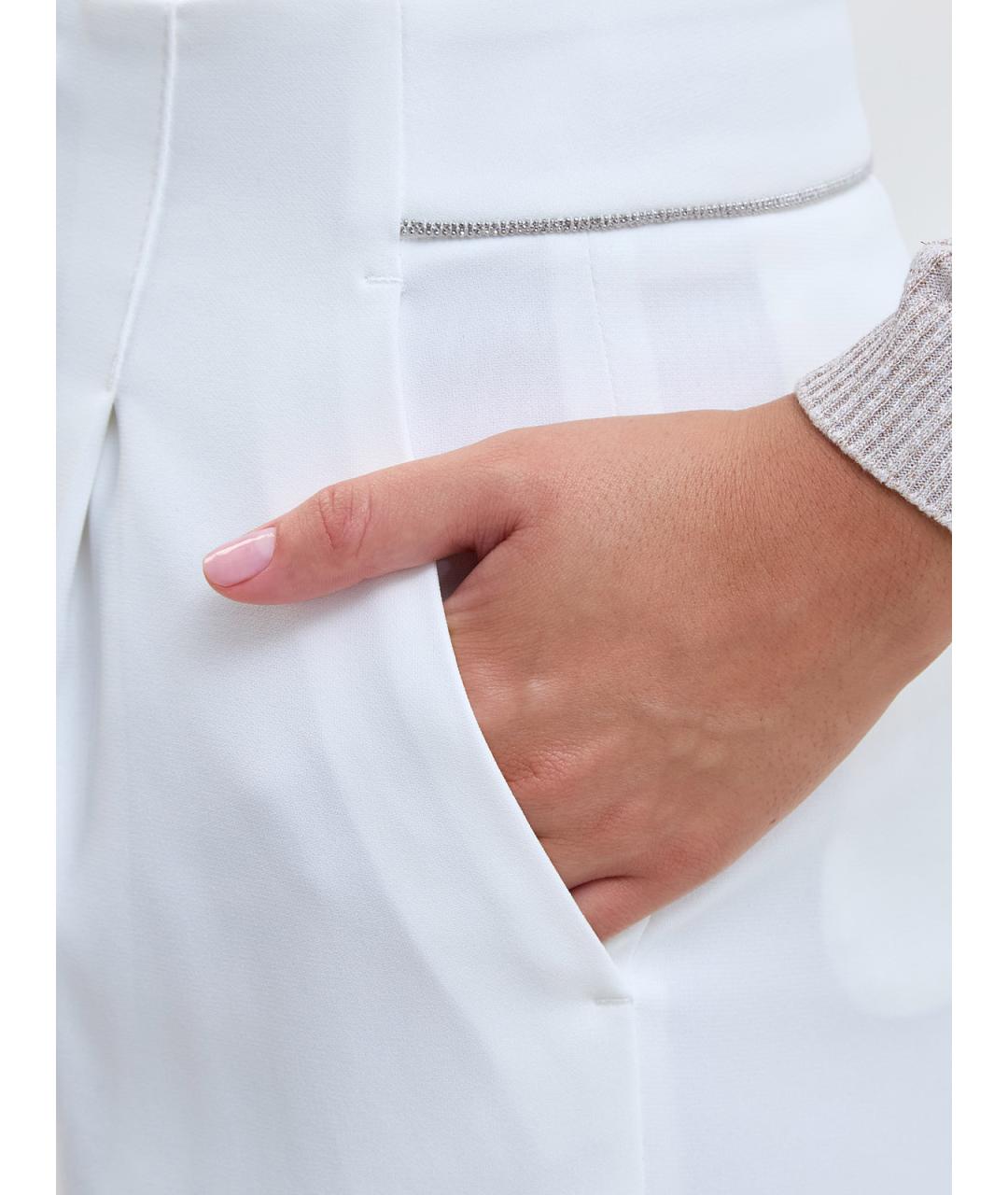 PESERICO Белые полиэстеровые прямые брюки, фото 5