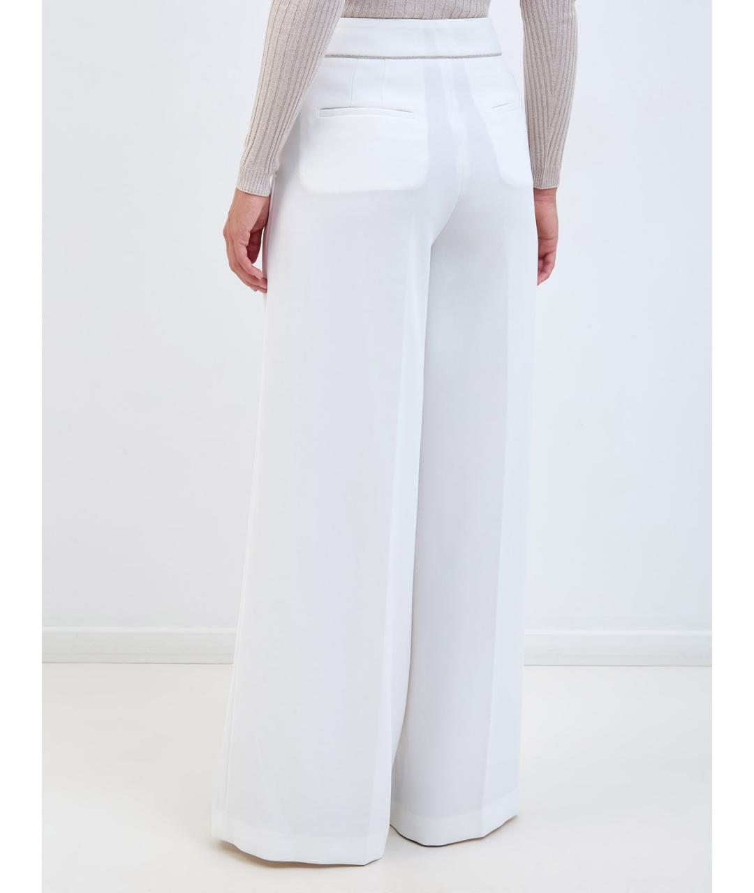 PESERICO Белые полиэстеровые прямые брюки, фото 4
