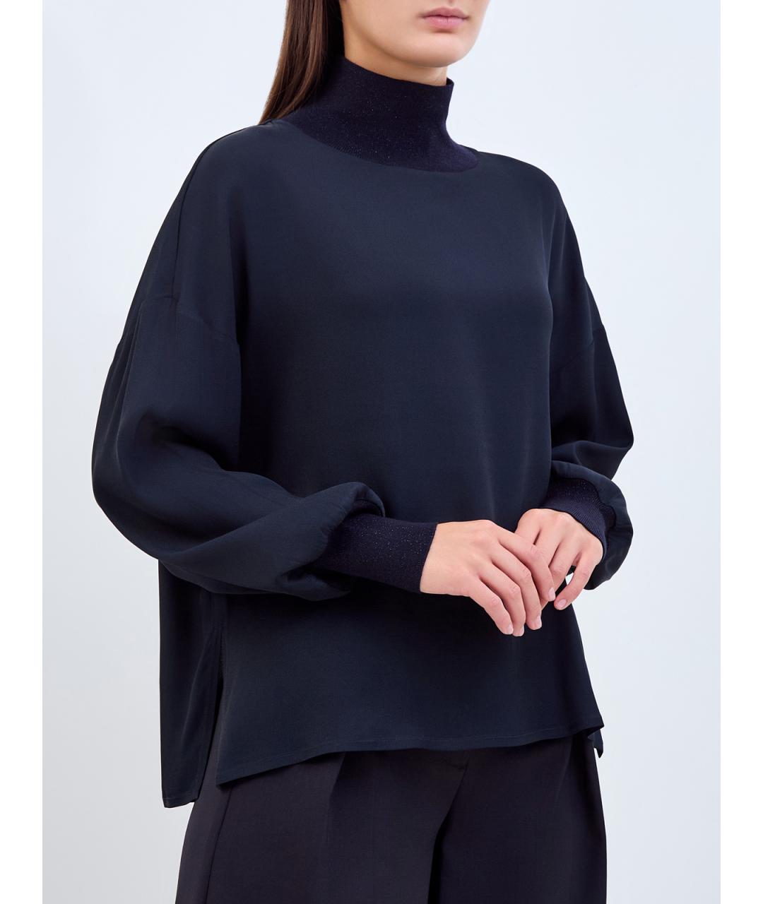 LORENA ANTONIAZZI Синяя ацетатная блузы, фото 3