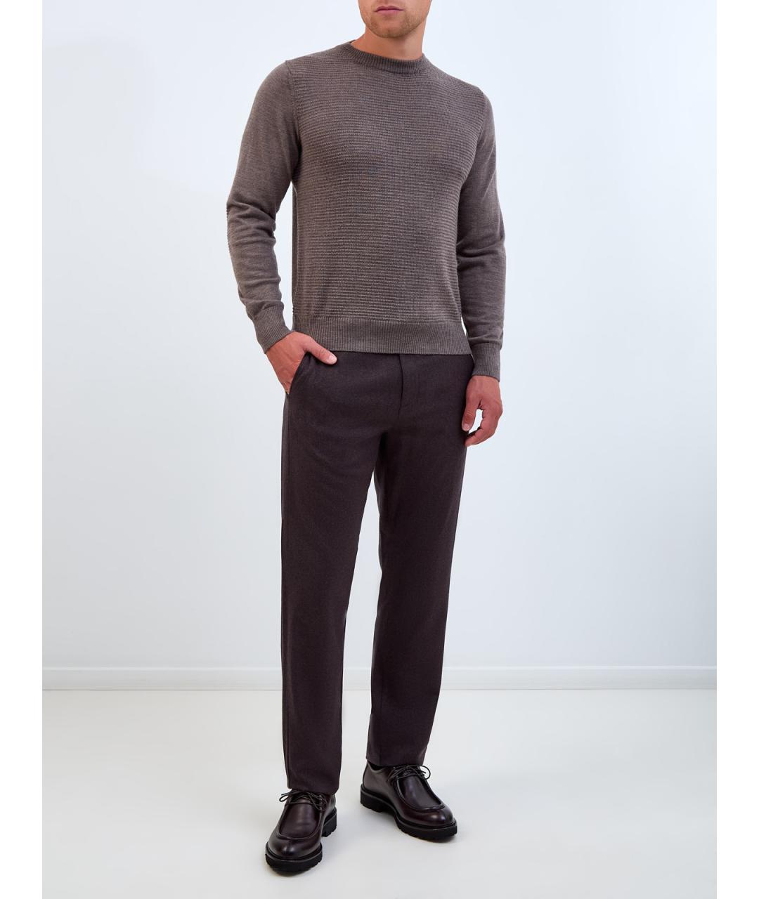CANALI Коричневый шерстяной джемпер / свитер, фото 2