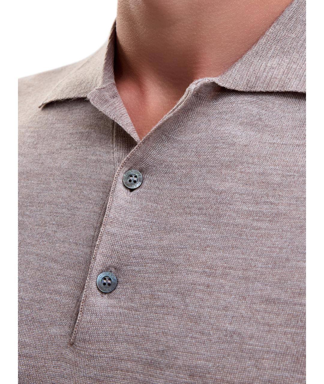 CANALI Бежевое поло с длинным рукавом, фото 5