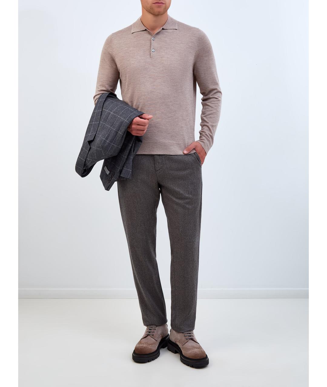 CANALI Бежевое поло с длинным рукавом, фото 2