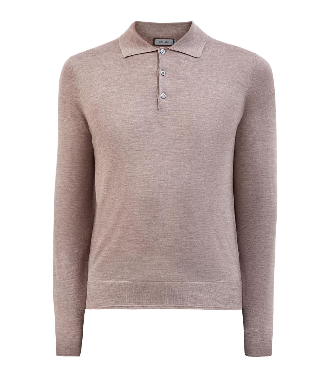 CANALI Бежевое поло с длинным рукавом, фото 1