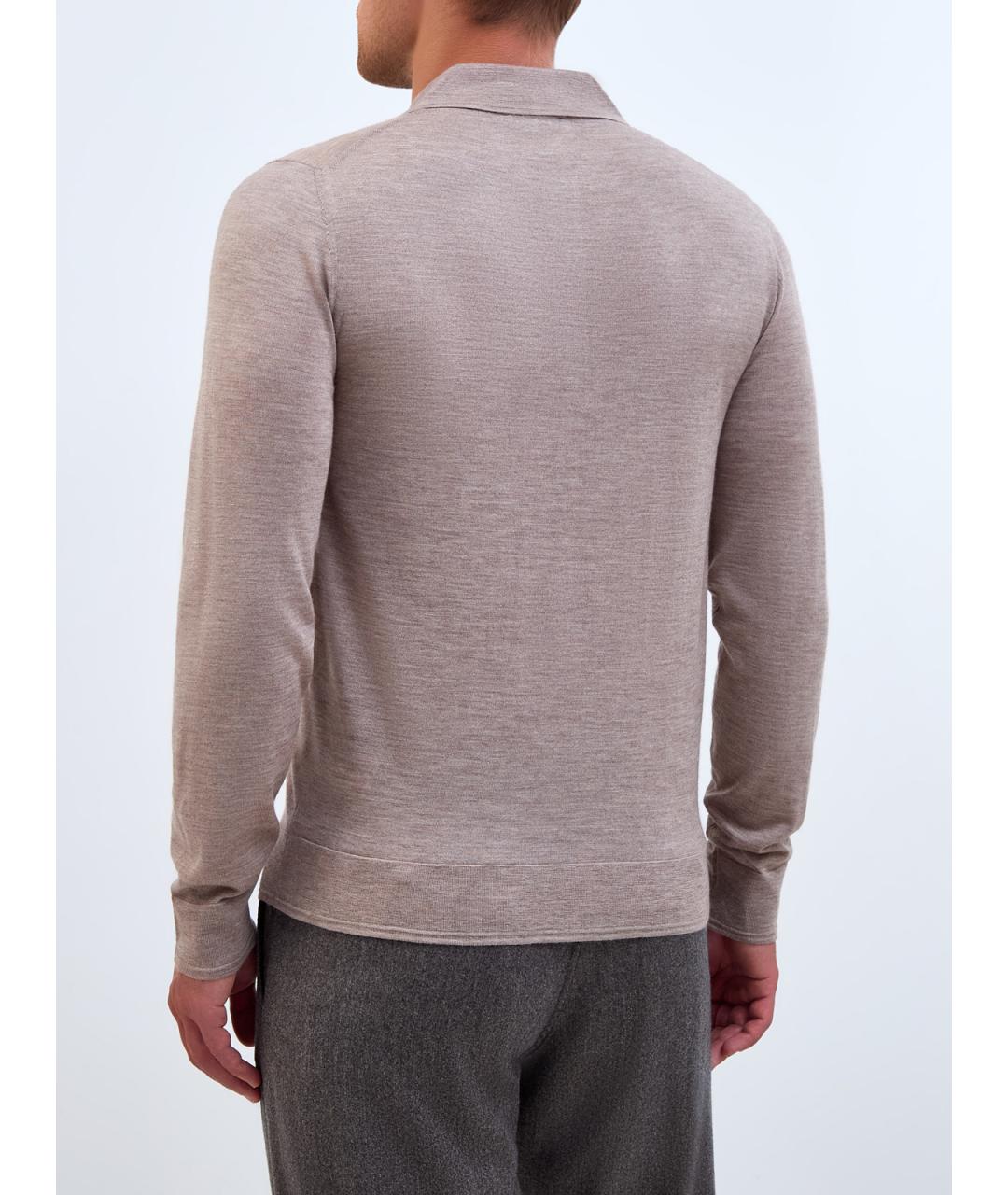 CANALI Бежевое поло с длинным рукавом, фото 4