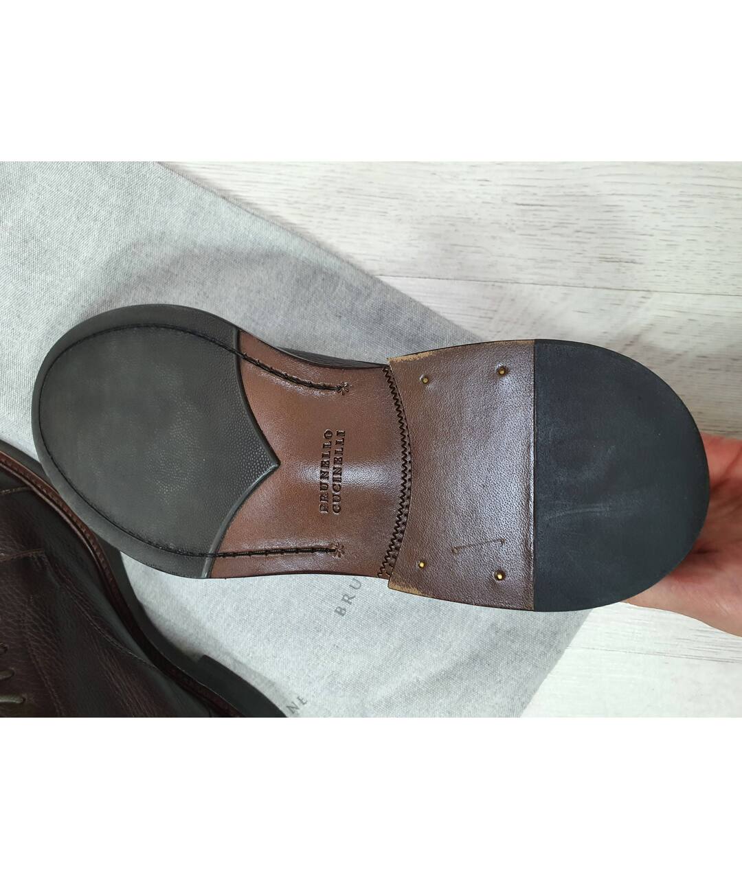 BRUNELLO CUCINELLI Коричневые кожаные низкие ботинки, фото 7