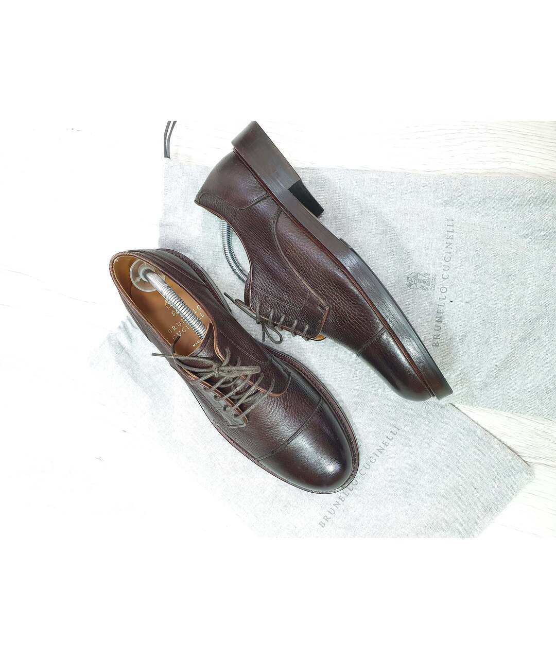 BRUNELLO CUCINELLI Коричневые кожаные низкие ботинки, фото 2