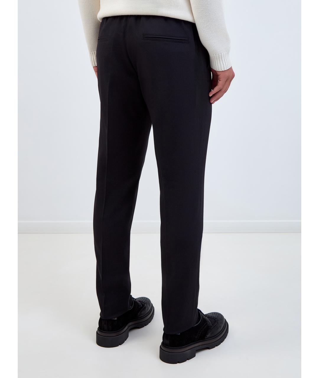 PESERICO Синие шерстяные повседневные брюки, фото 4