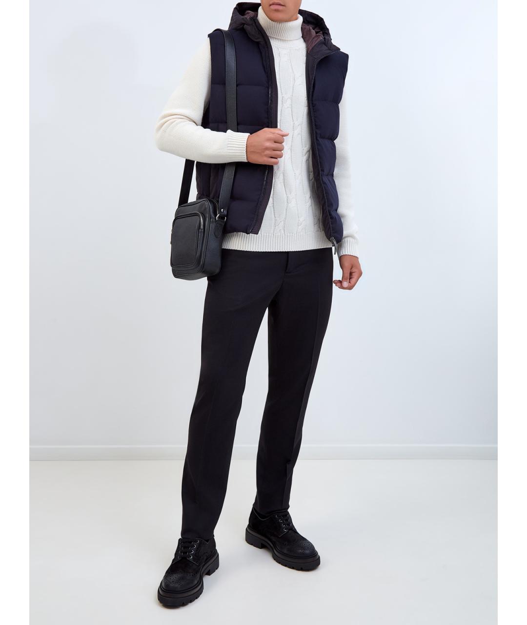 PESERICO Синие шерстяные повседневные брюки, фото 2