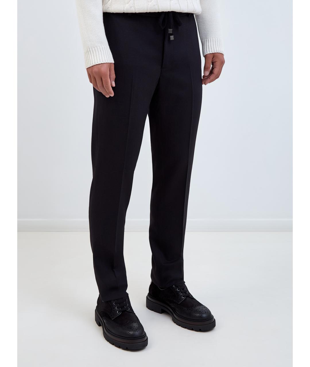 PESERICO Синие шерстяные повседневные брюки, фото 3