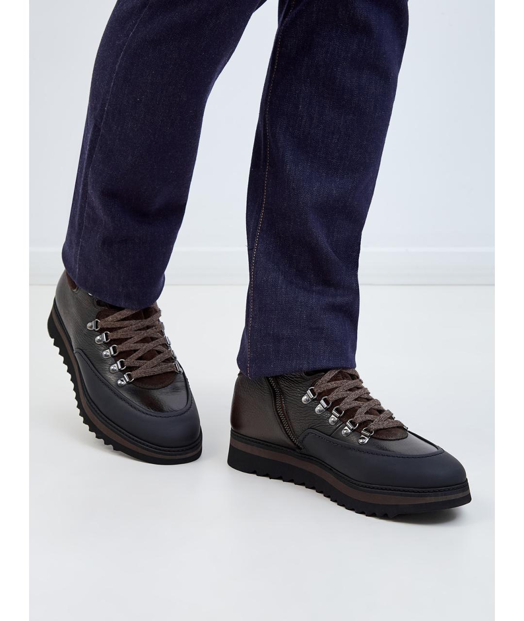 BARRETT Коричневые кожаные высокие ботинки, фото 2