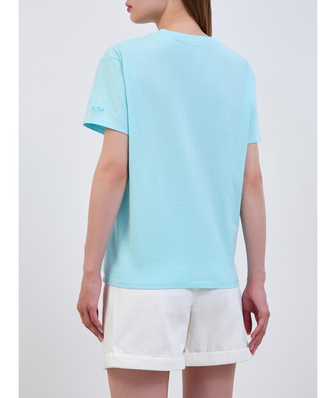 MC2 SAINT BARTH Бирюзовая хлопковая футболка, фото 4