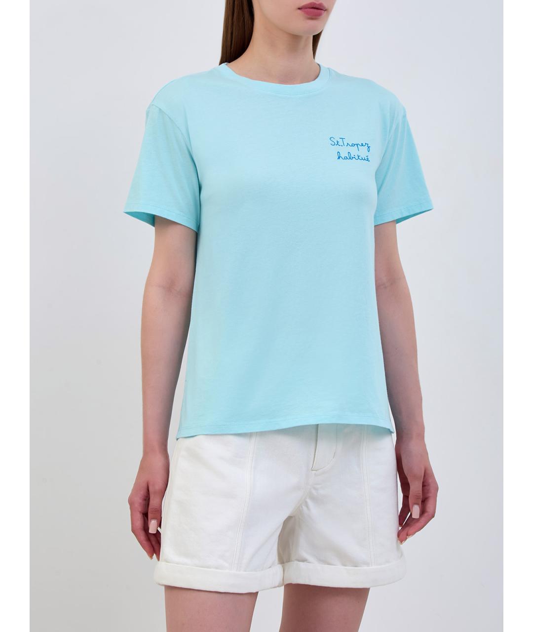 MC2 SAINT BARTH Бирюзовая хлопковая футболка, фото 3