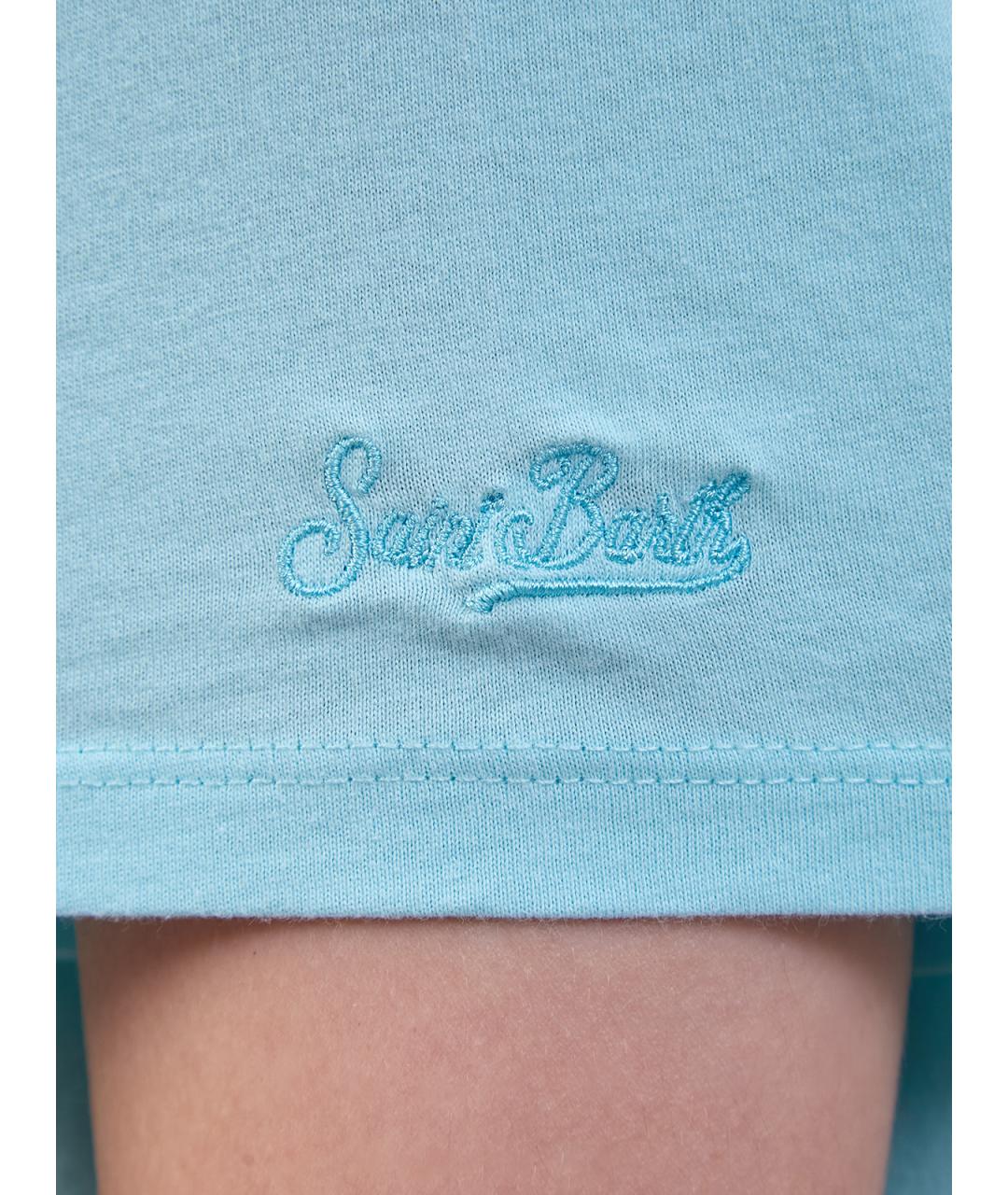 MC2 SAINT BARTH Бирюзовая хлопковая футболка, фото 5
