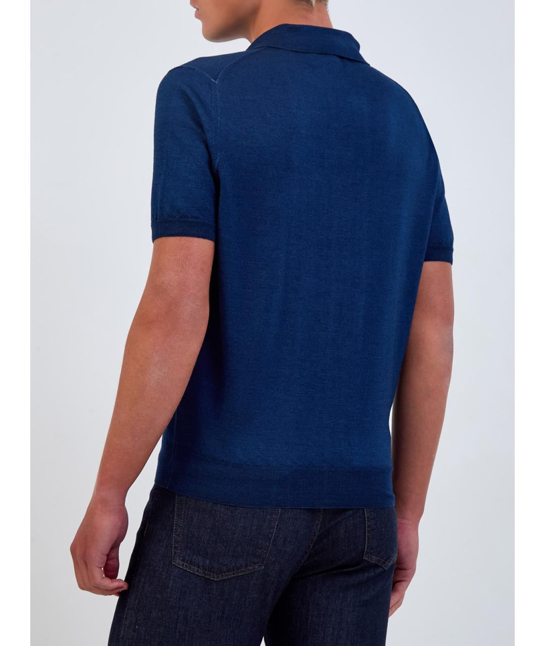 CANALI Синее поло с коротким рукавом, фото 4