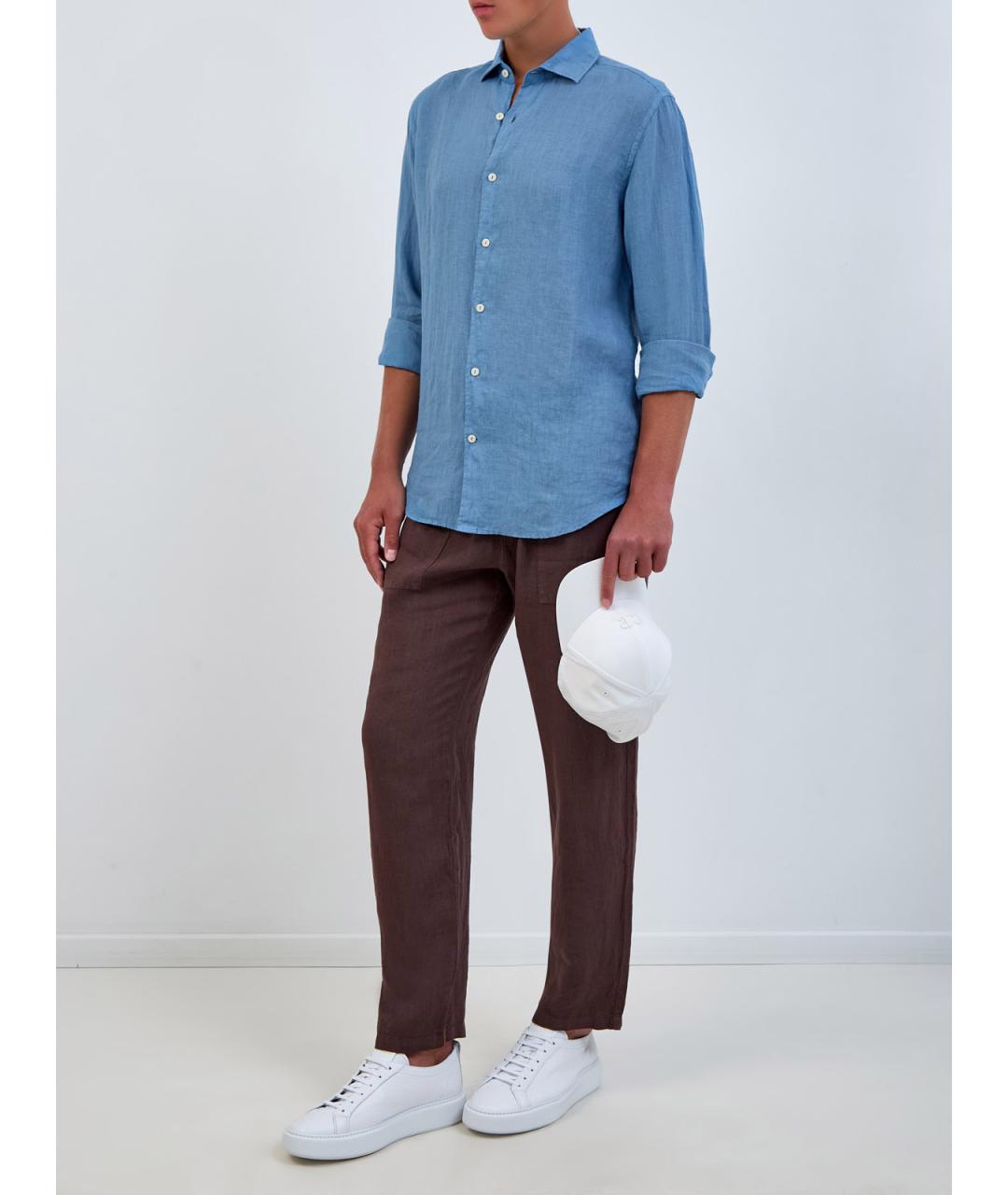 MC2 SAINT BARTH Синяя льняная кэжуал рубашка, фото 2