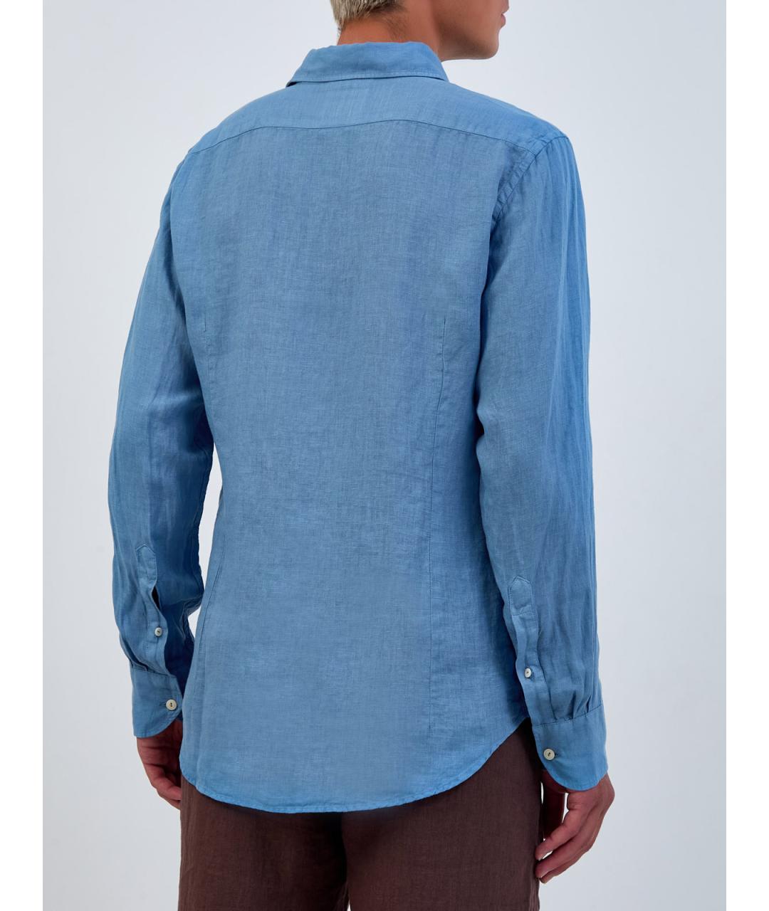 MC2 SAINT BARTH Синяя льняная кэжуал рубашка, фото 4