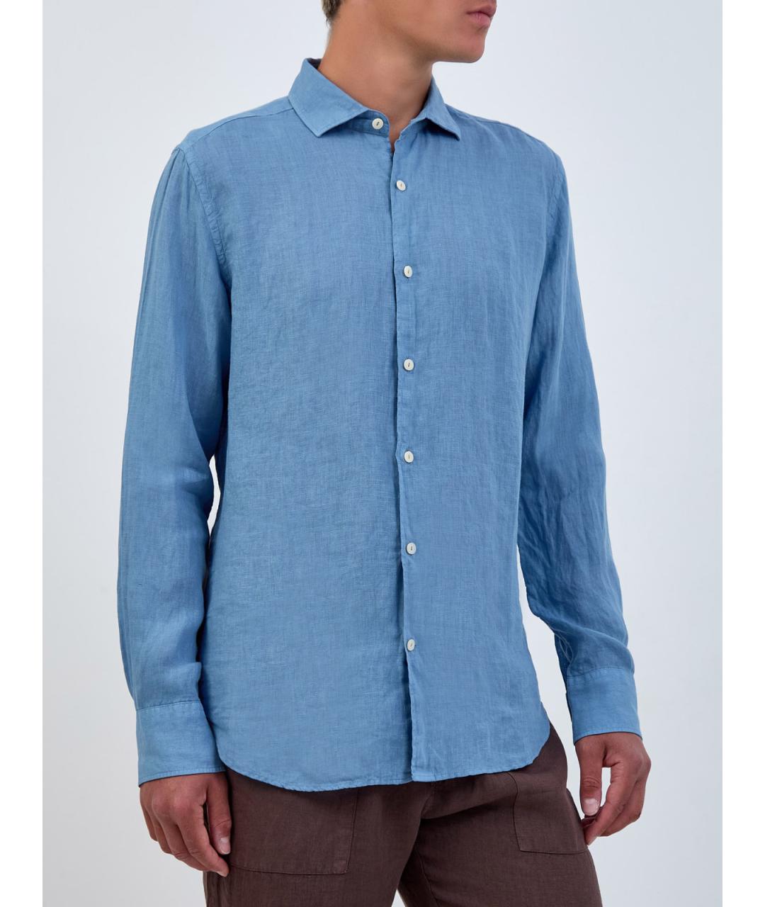 MC2 SAINT BARTH Синяя льняная кэжуал рубашка, фото 3