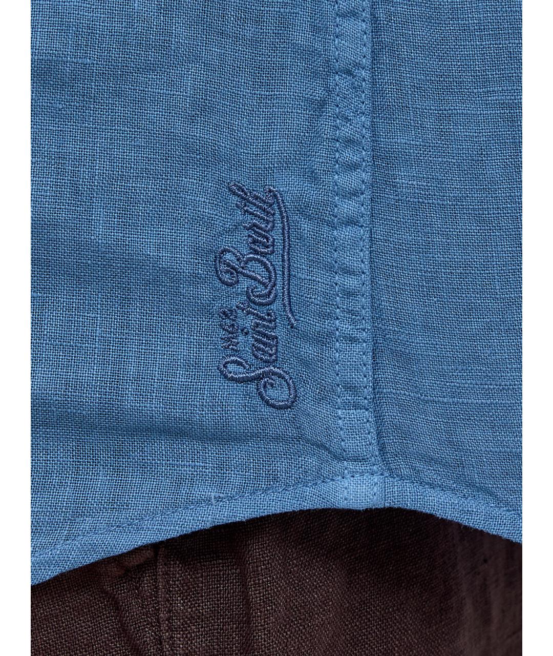 MC2 SAINT BARTH Синяя льняная кэжуал рубашка, фото 5