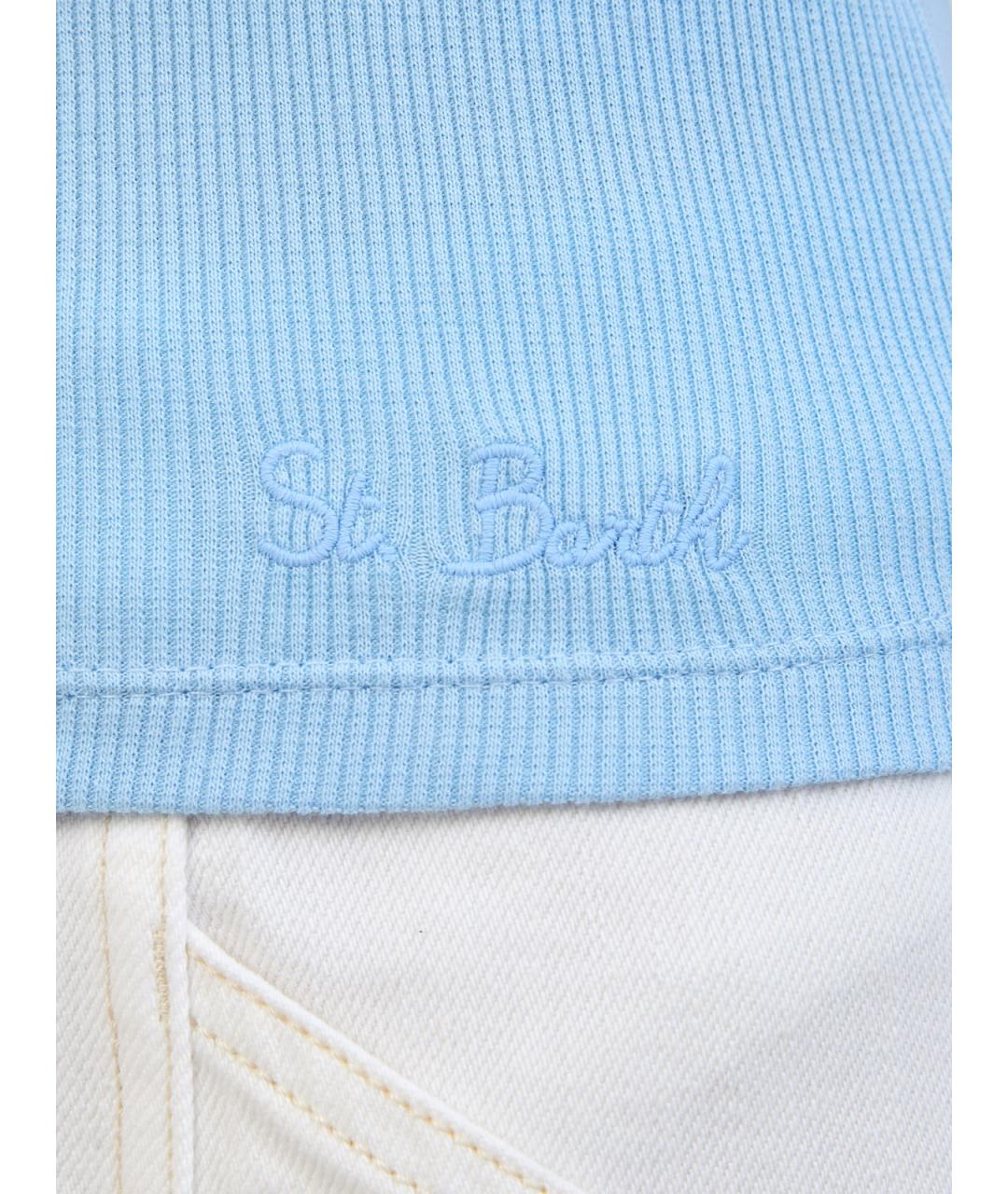 MC2 SAINT BARTH Голубая хлопковая майка, фото 5