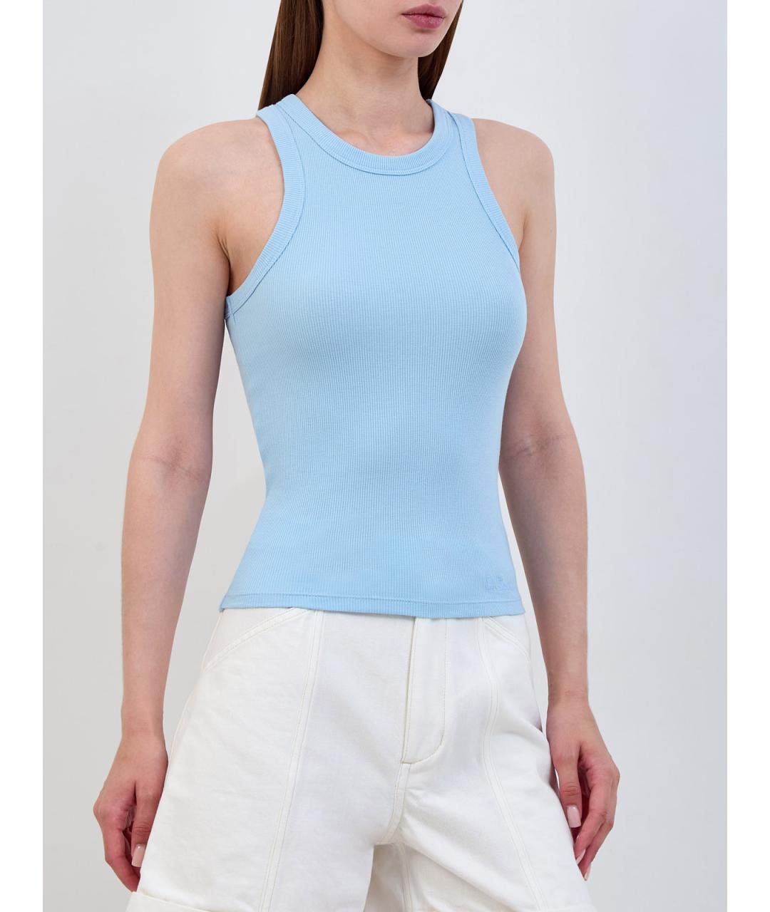 MC2 SAINT BARTH Голубая хлопковая майка, фото 3