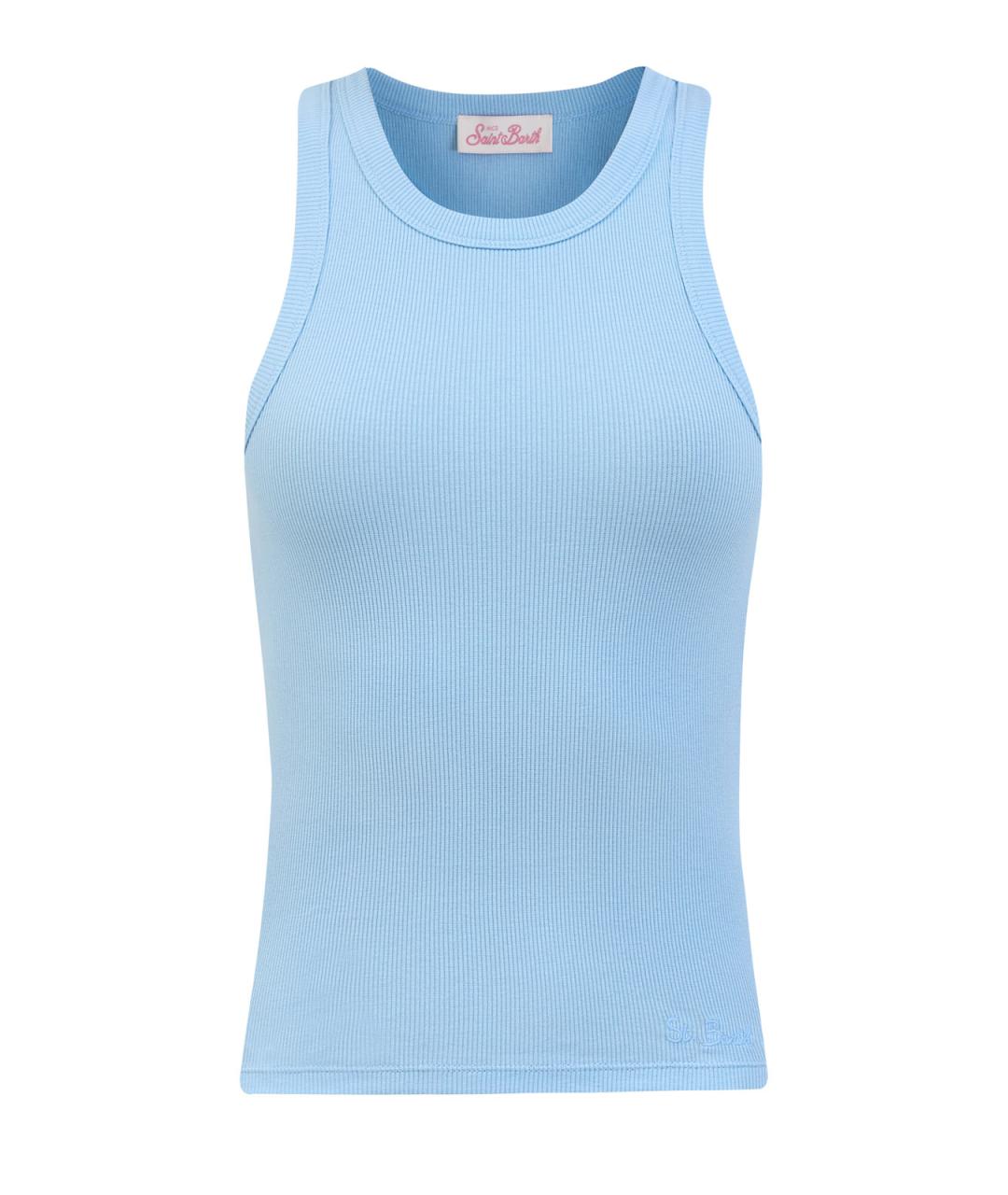 MC2 SAINT BARTH Голубая хлопковая майка, фото 1