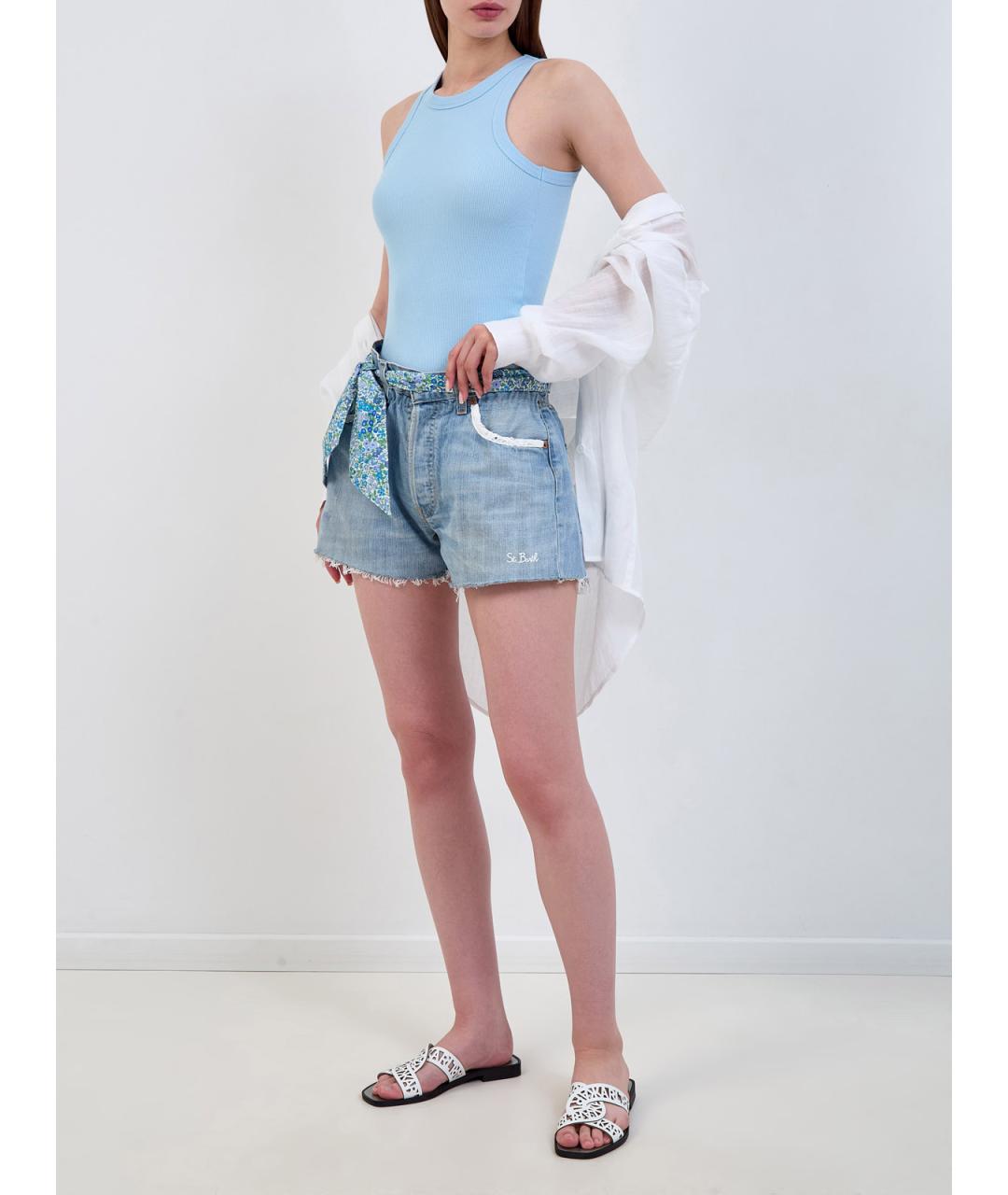 MC2 SAINT BARTH Голубая хлопковая майка, фото 2