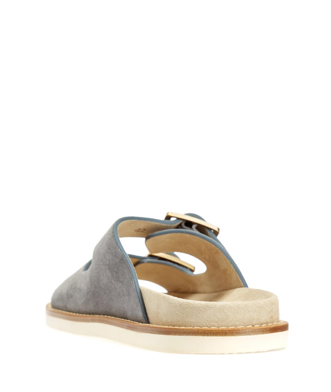 BRUNELLO CUCINELLI Серые замшевые шлепанцы, фото 4