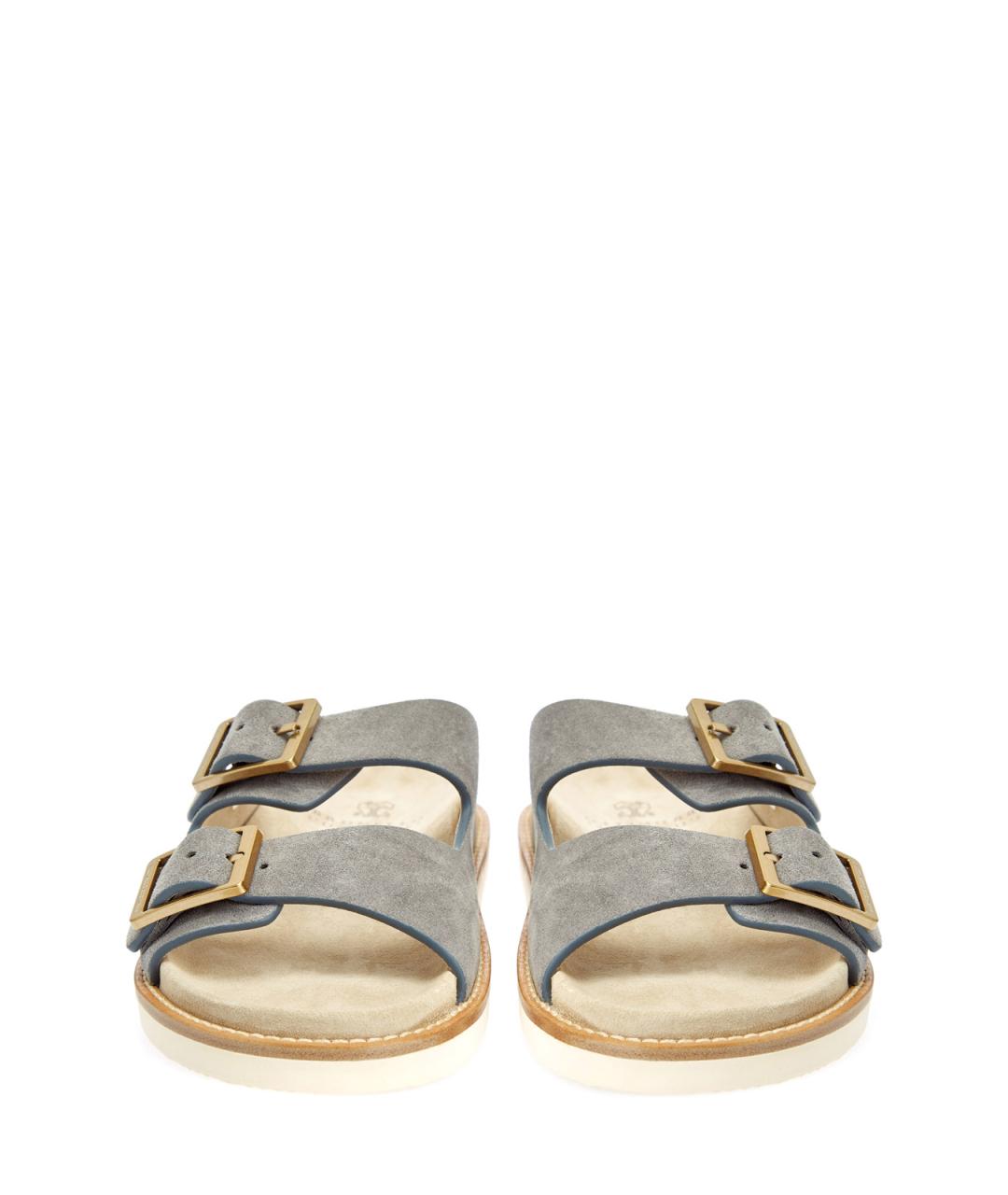 BRUNELLO CUCINELLI Серые замшевые шлепанцы, фото 5