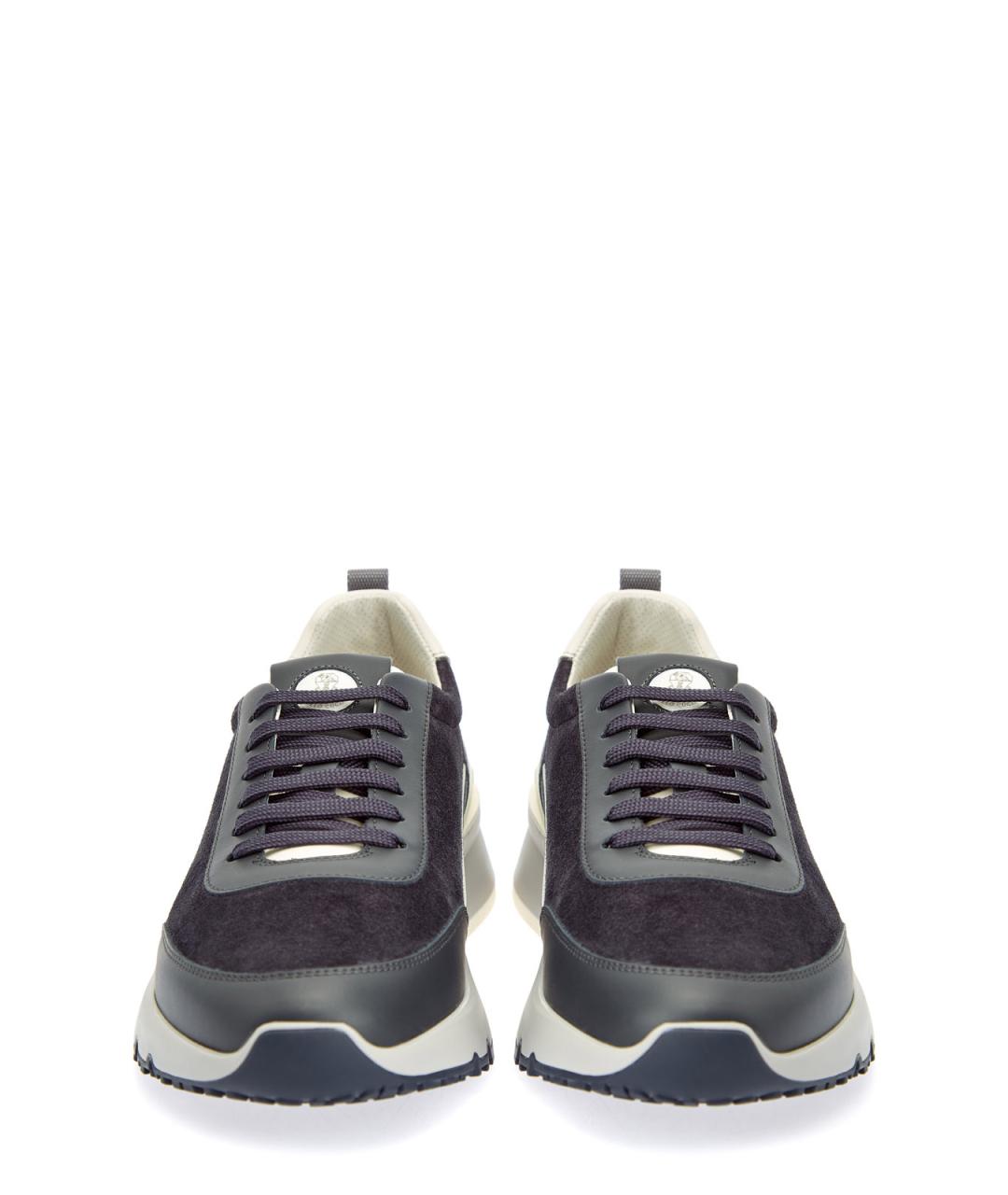 BRUNELLO CUCINELLI Темно-синие замшевые низкие кроссовки / кеды, фото 5