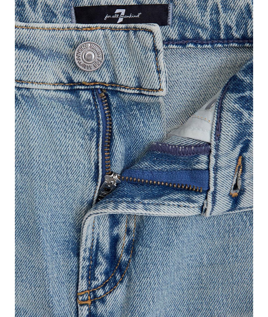 7 FOR ALL MANKIND Голубая хлопковая юбка миди, фото 6