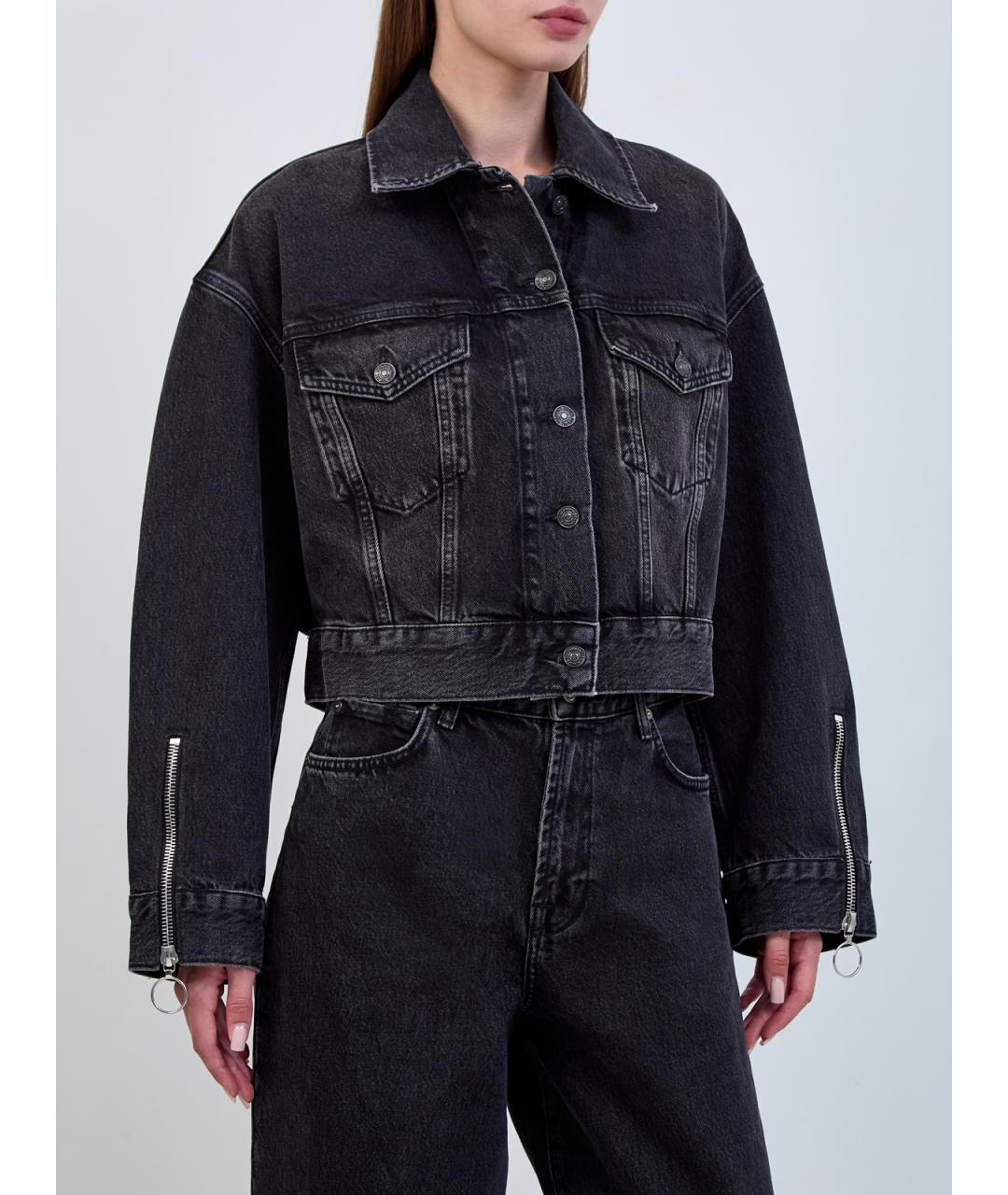 7 FOR ALL MANKIND Черная хлопковая куртка, фото 3