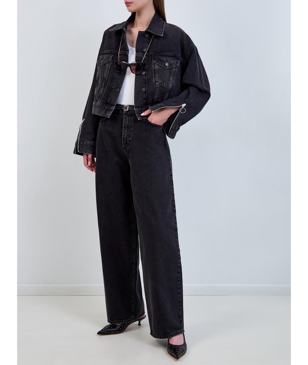 7 FOR ALL MANKIND Черная хлопковая куртка, фото 2