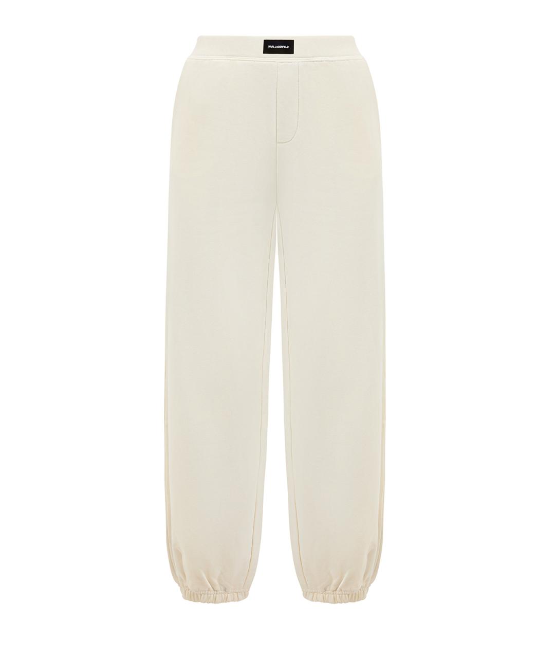 KARL LAGERFELD Бежевые хлопковые прямые брюки, фото 1
