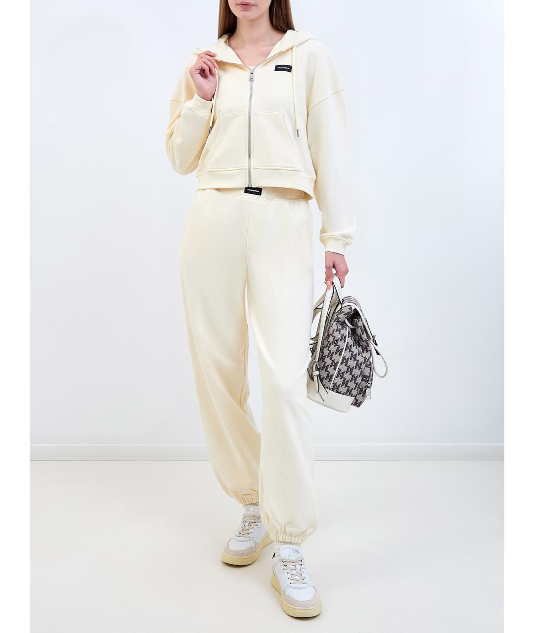 KARL LAGERFELD Бежевые хлопковые прямые брюки, фото 2