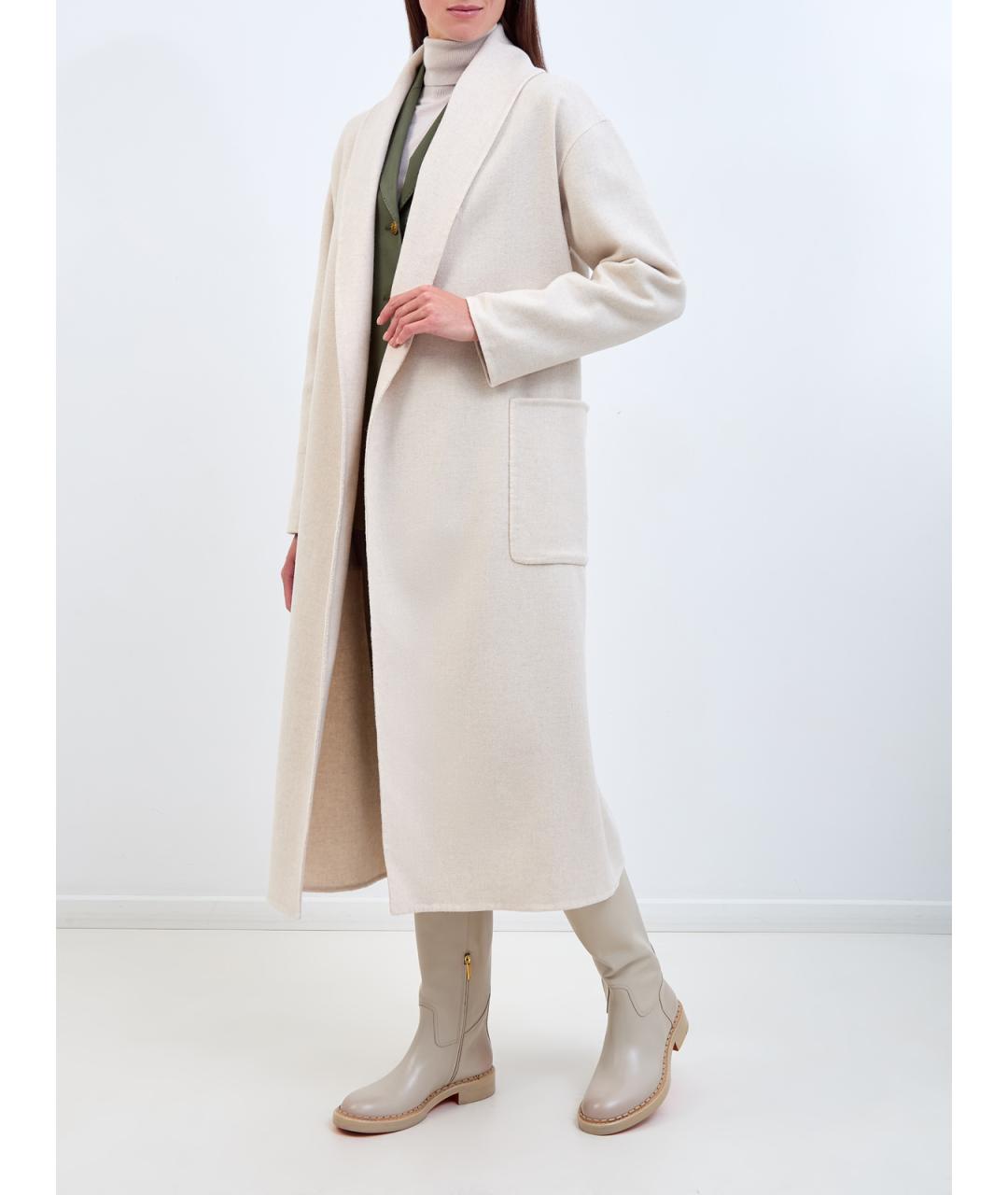 LORENA ANTONIAZZI Бежевое шерстяное пальто, фото 2