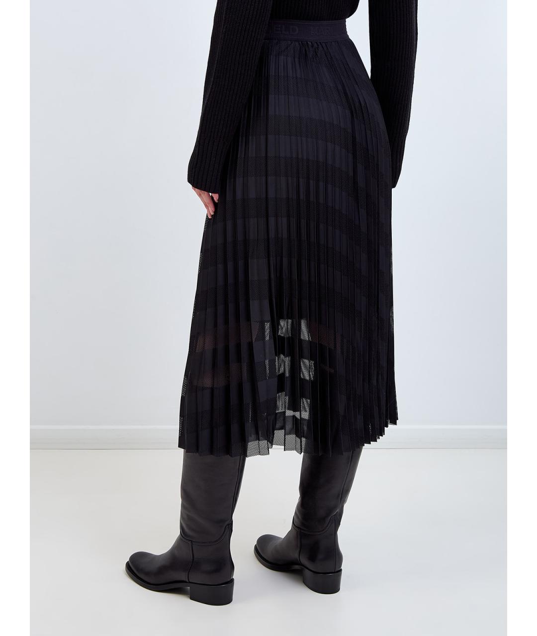 KARL LAGERFELD Черная полиэстеровая юбка миди, фото 4