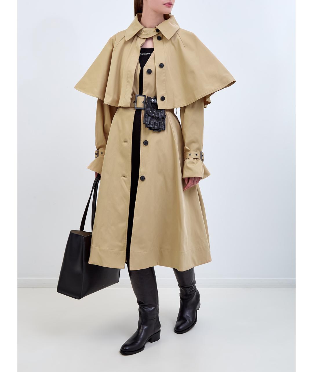 KARL LAGERFELD Бежевый полиэстеровый тренч/плащ, фото 2
