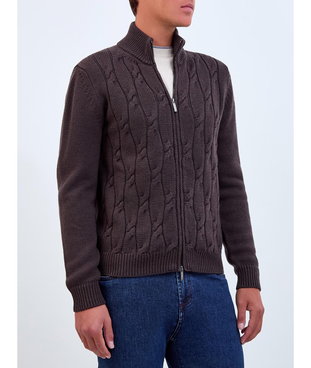 PESERICO Коричневый шерстяной кардиган, фото 3