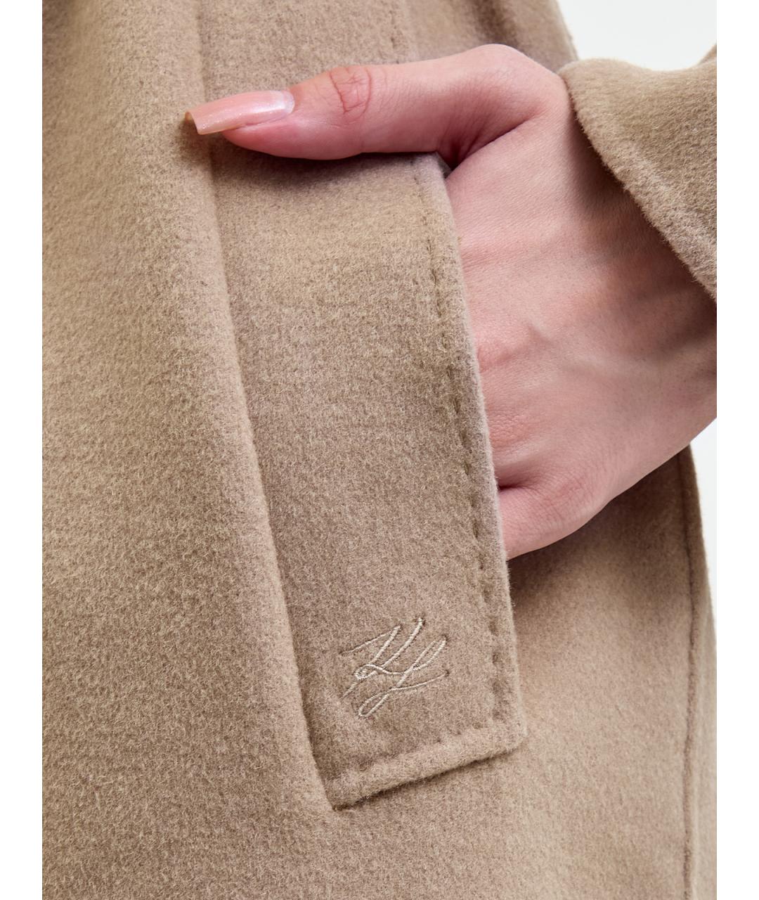 KARL LAGERFELD Бежевое шерстяное пальто, фото 5