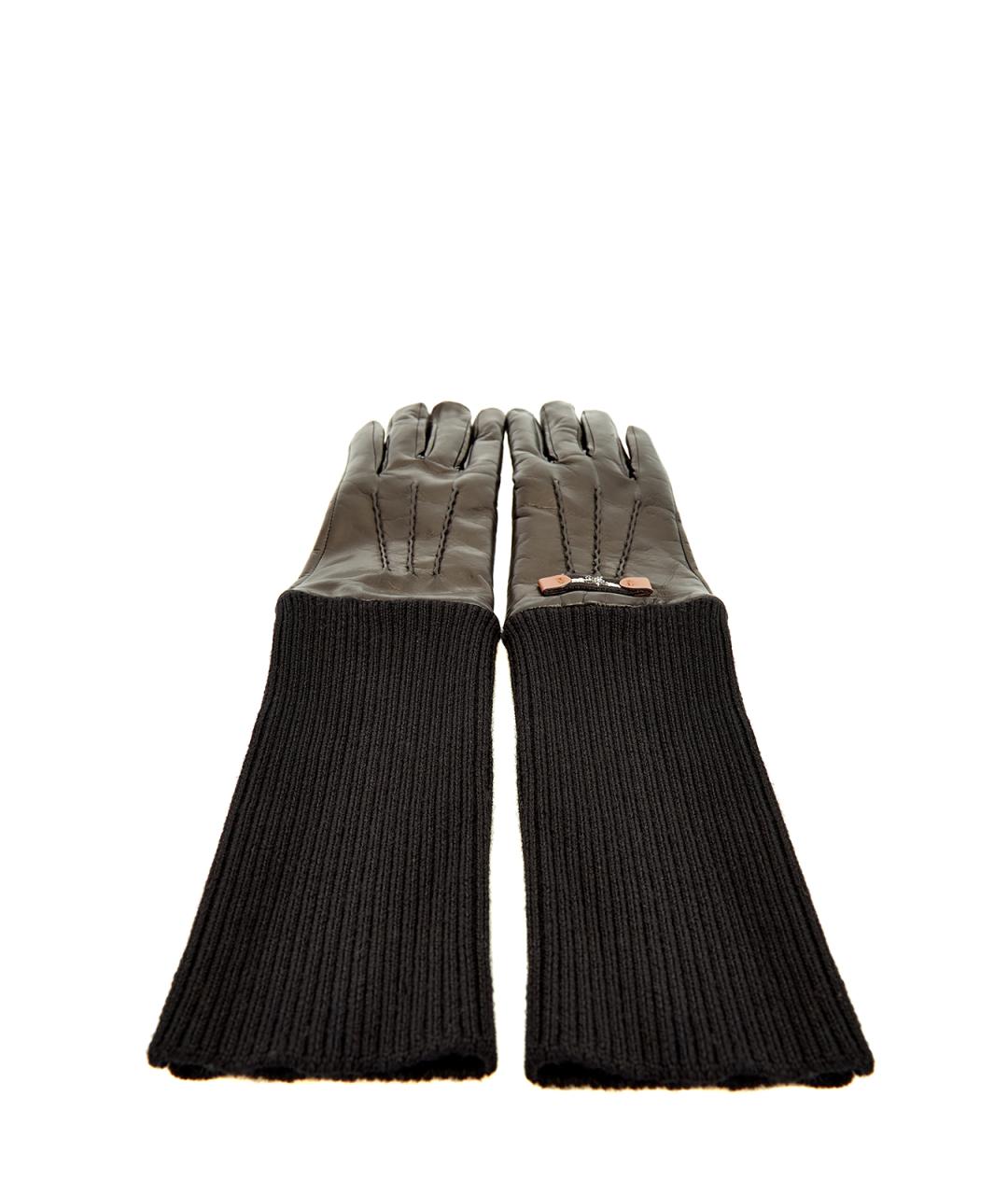 LORENA ANTONIAZZI Черные кожаные перчатки, фото 3