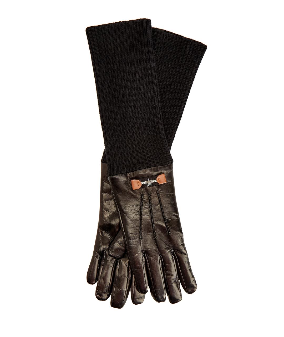LORENA ANTONIAZZI Черные кожаные перчатки, фото 1