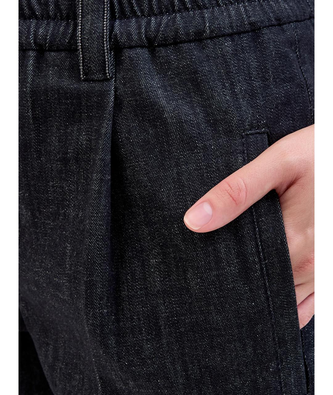 BRUNELLO CUCINELLI Темно-синие хлопковые джинсы слим, фото 5