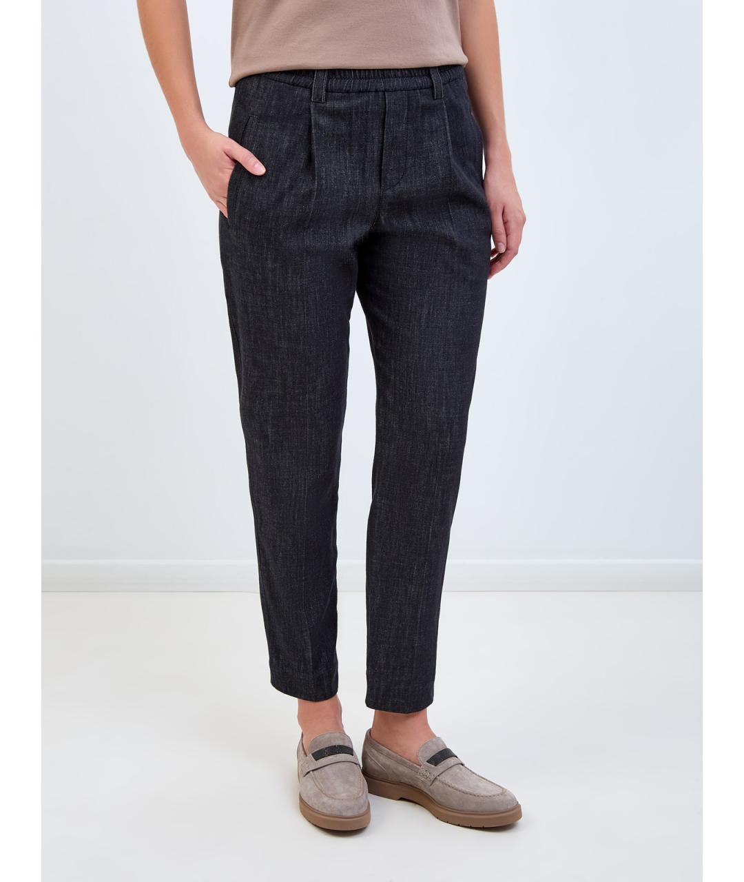 BRUNELLO CUCINELLI Темно-синие хлопковые джинсы слим, фото 3