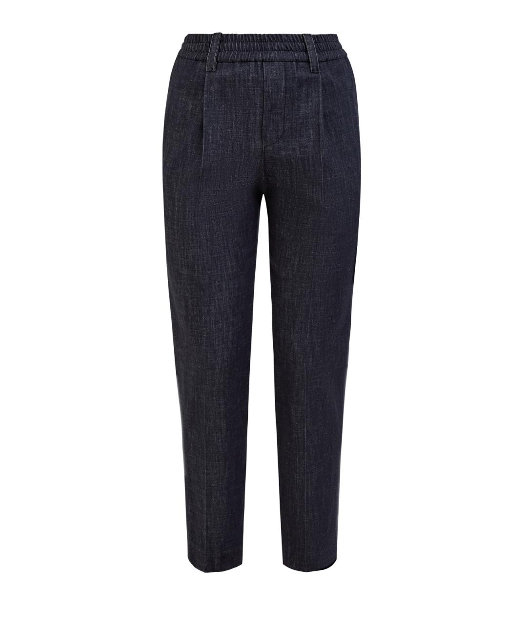 BRUNELLO CUCINELLI Темно-синие хлопковые джинсы слим, фото 1