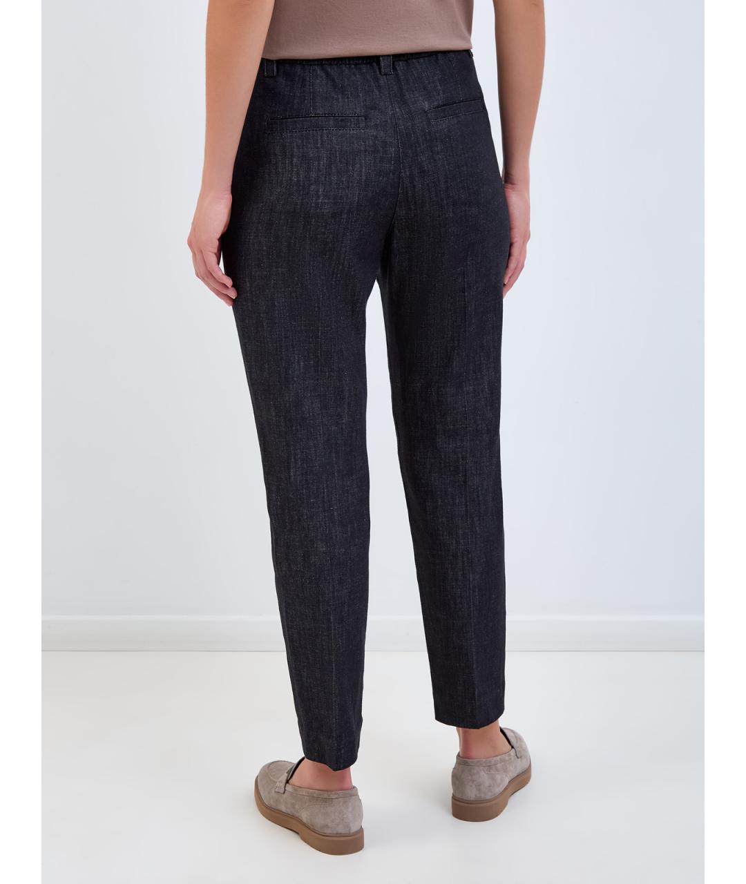 BRUNELLO CUCINELLI Темно-синие хлопковые джинсы слим, фото 4