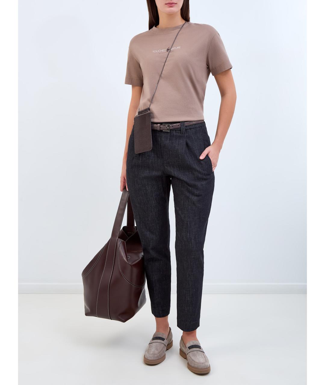 BRUNELLO CUCINELLI Темно-синие хлопковые джинсы слим, фото 2