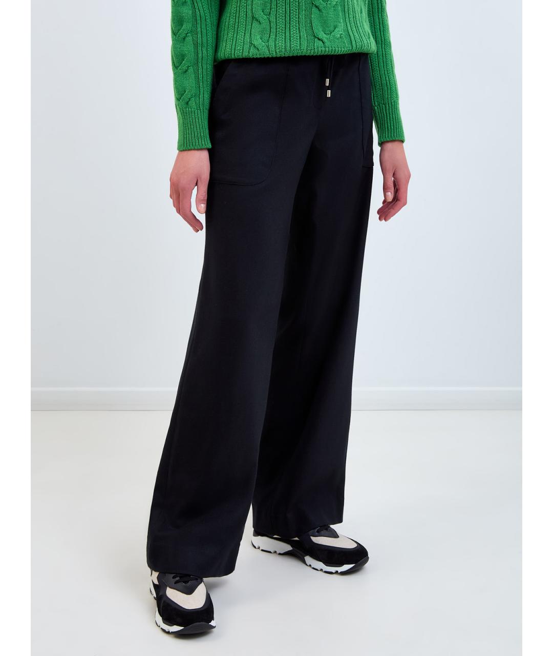 LORENA ANTONIAZZI Черные шерстяные прямые брюки, фото 3