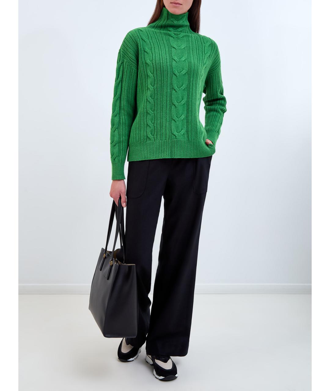 LORENA ANTONIAZZI Черные шерстяные прямые брюки, фото 2